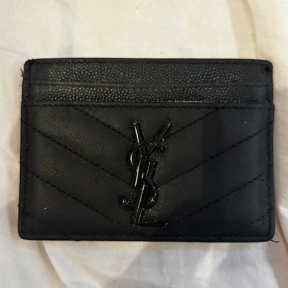 YSL Monogram Quilted Grain de Poudre Card Case - Picture 1 of 3
